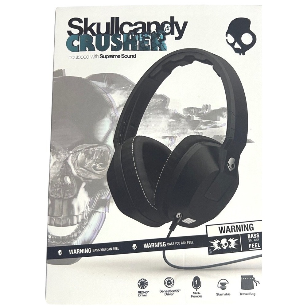 Skullcandy Crusher Wired Over-Ear Headphones Black S6SCDZ-003 Supreme Sound